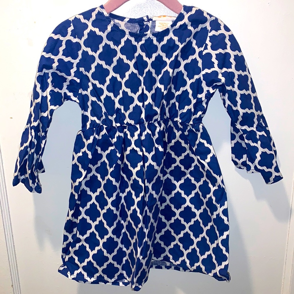 Masala Baby Simple Dress Jali Ikat Blue